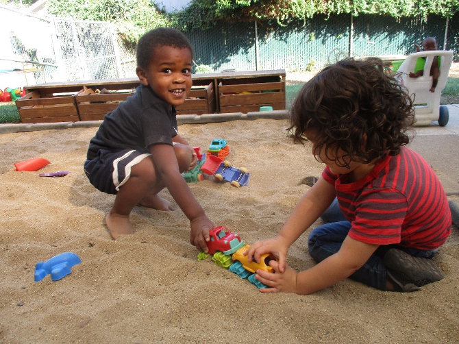 Photo of two children playing