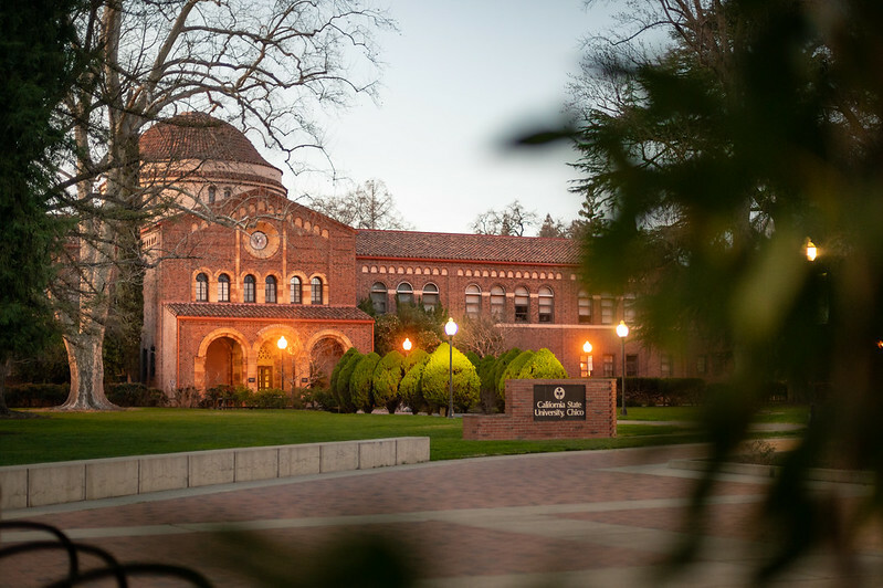 View of Kendall Hall at dusk