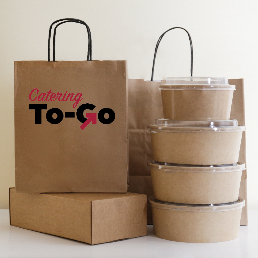 Photo of to-go food bags and containers.
