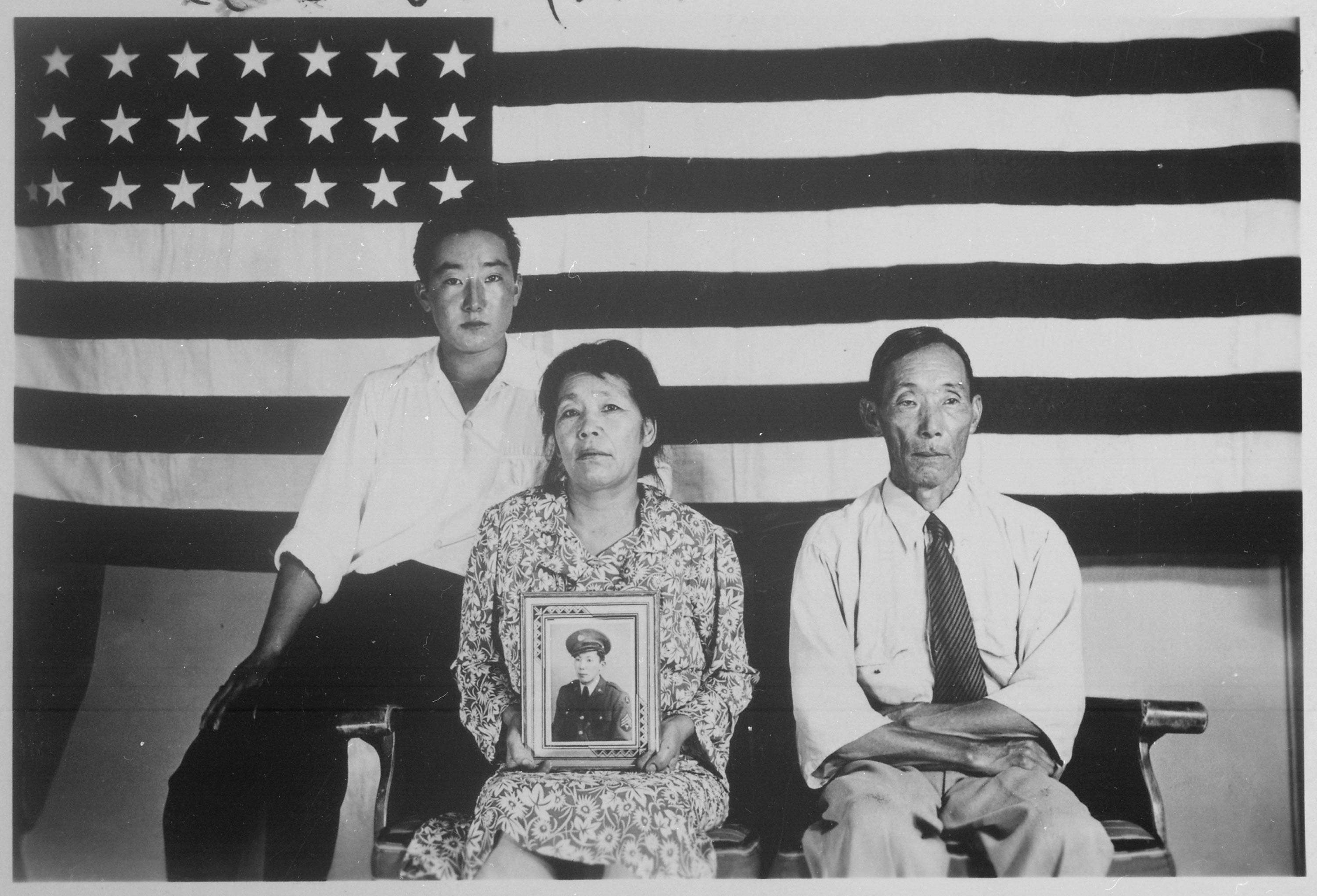 Image of the Hirano Family in Internment Camps in 1942
