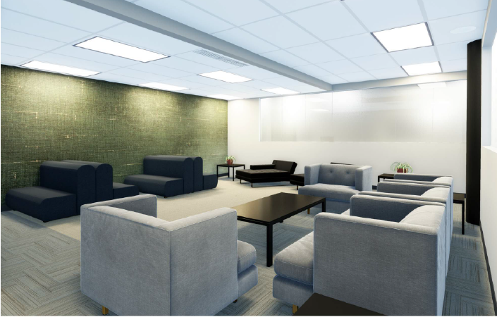 Architectural drawing of Wellness Center Lounge Area