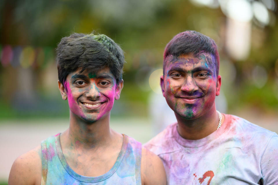 Photo of students at Holi Festival
